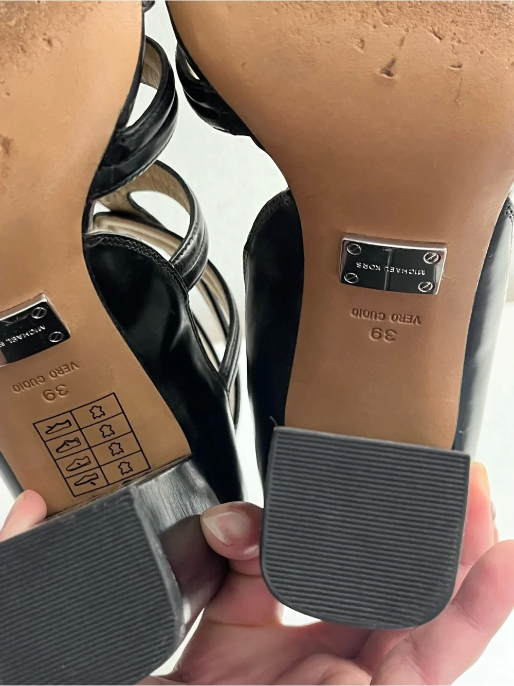 Michael Kors Preston Leather Strappy Block Heel Sandals Size 9